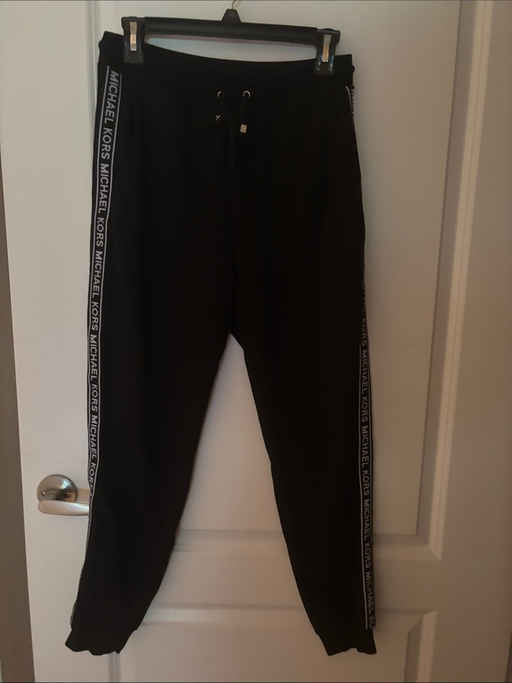 Michael Kors Black Jogger Sweatpants with Logo Side Tape